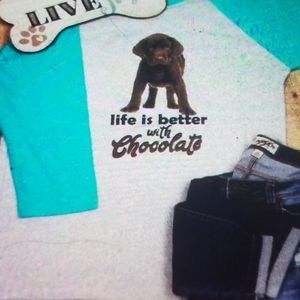 🐾 life is better with chocolate ladies shirt 🐾